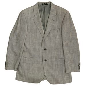 Jos‎ A Bank Glen Plaid Houndstooth Blazer 40R Gray Silk Camel Hair Sport Coat